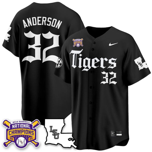 LSU Tigers 2025 World Series Champions 'Gothic Geaux Edition' Jersey - All Stitched