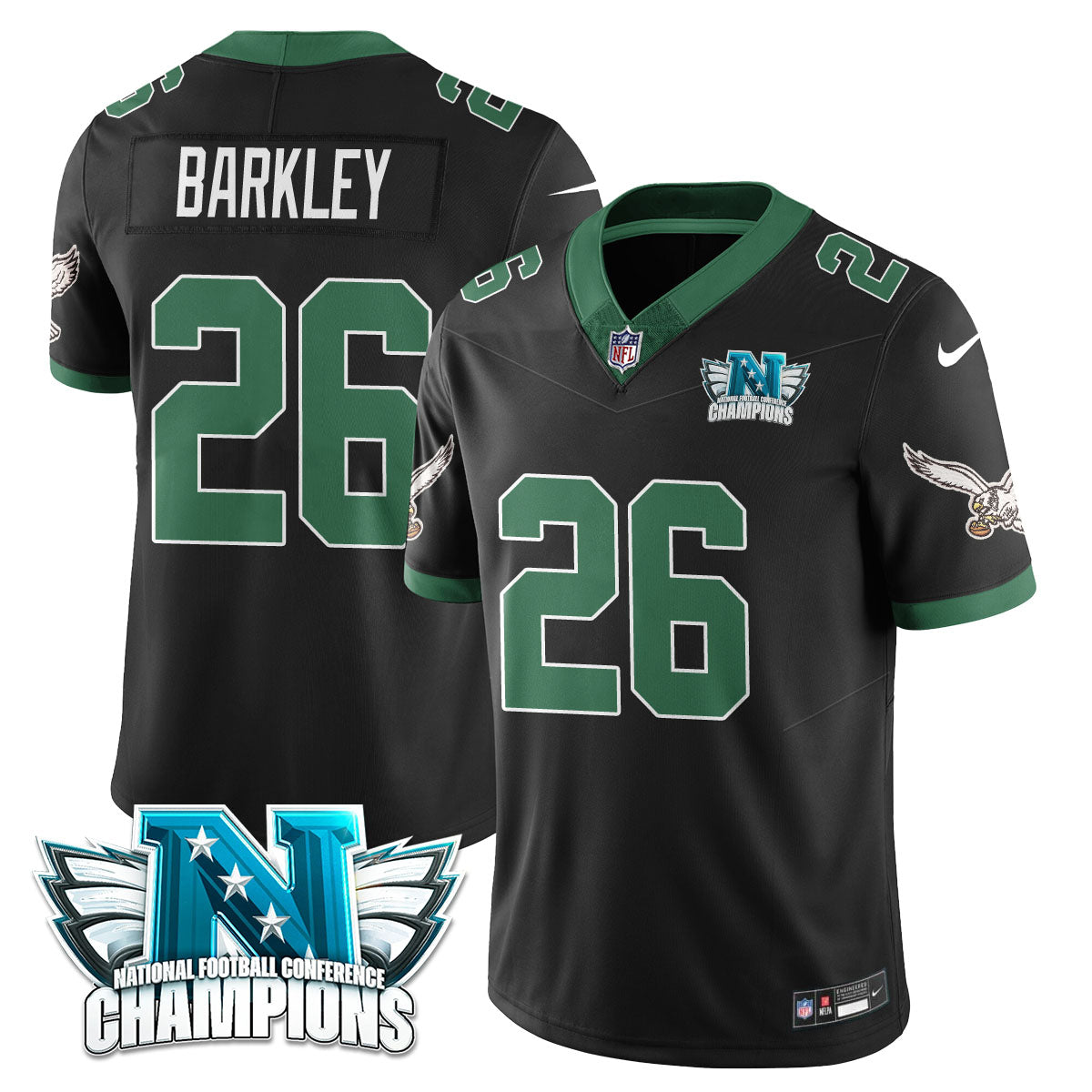 Philadelphia Eagles 2024 NFC Champion Player Jersey - All Stitched