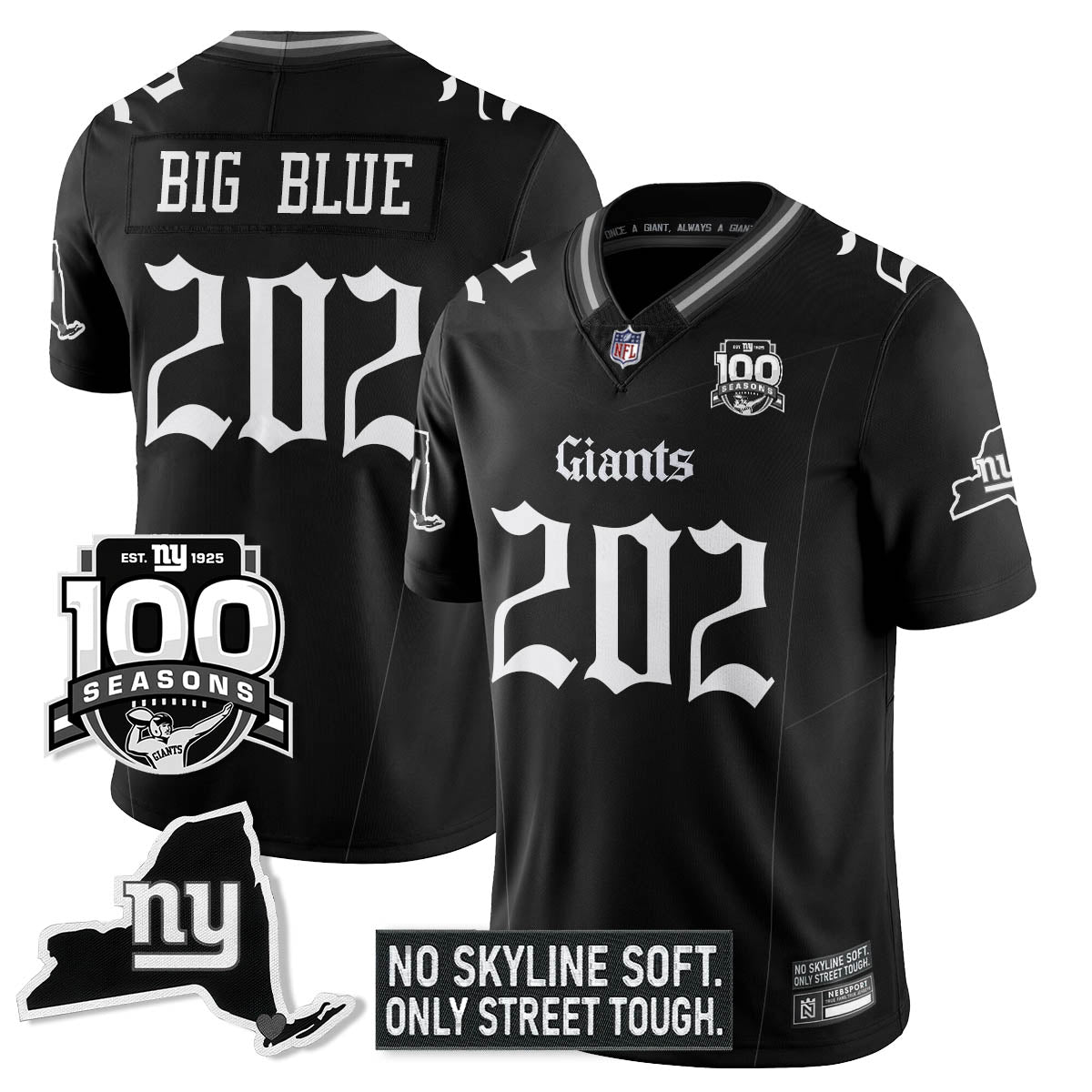 NYG 100th Seasons 'Gothic Gotham Edition' Vapor Limited Jersey - All Stitched