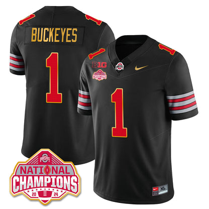 Ohio State Buckeyes 'Heritage Stripe' 2025 CFP Patch - National Champions Gold Jersey - All Stitched