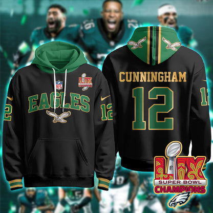 Philadelphia Eagles Super Bowl LIX Champions Gold Hoodie - All Stitched