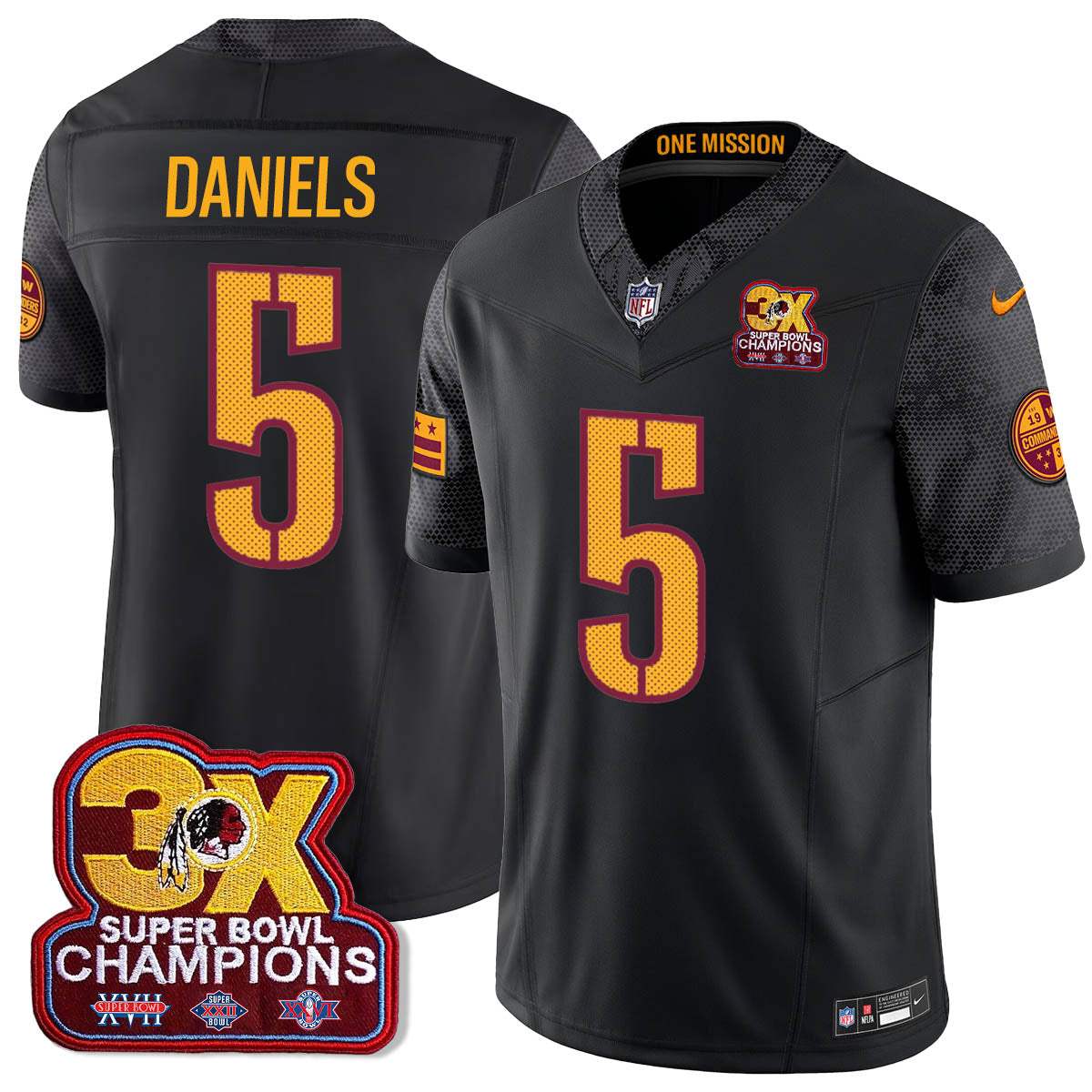 WAS 3-Time Champions Patch Vapor Limited Jersey - All Stitched