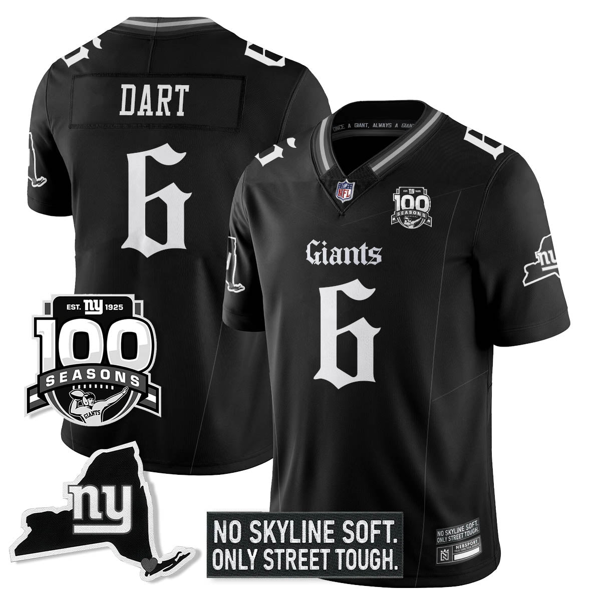 NYG 100th Seasons 'Gothic Gotham Edition' Vapor Limited Jersey - All Stitched