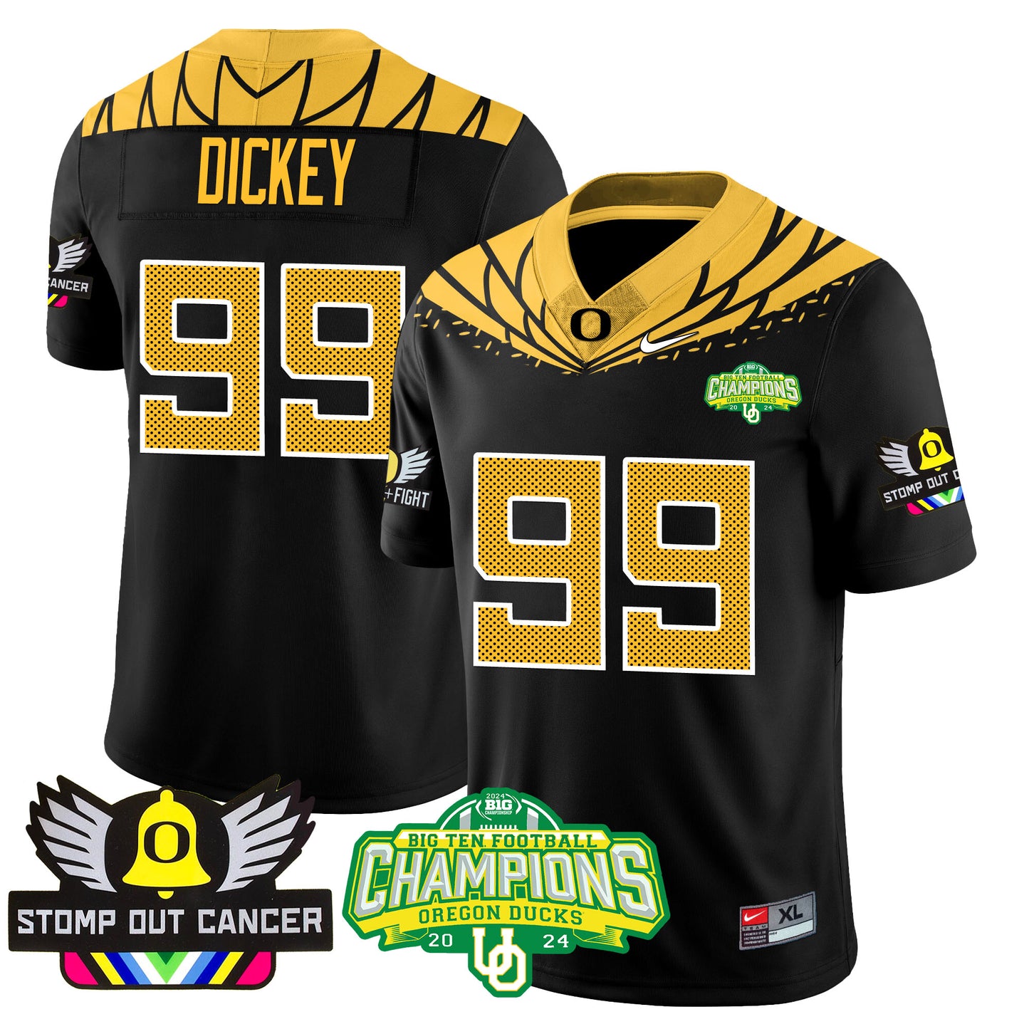 Oregon Alternate 2024 Big Ten Champions Jersey V3 - All Stitched