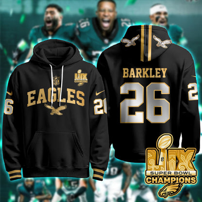 Philadelphia Eagles Super Bowl LIX Champions Gold Hoodie - All Stitched