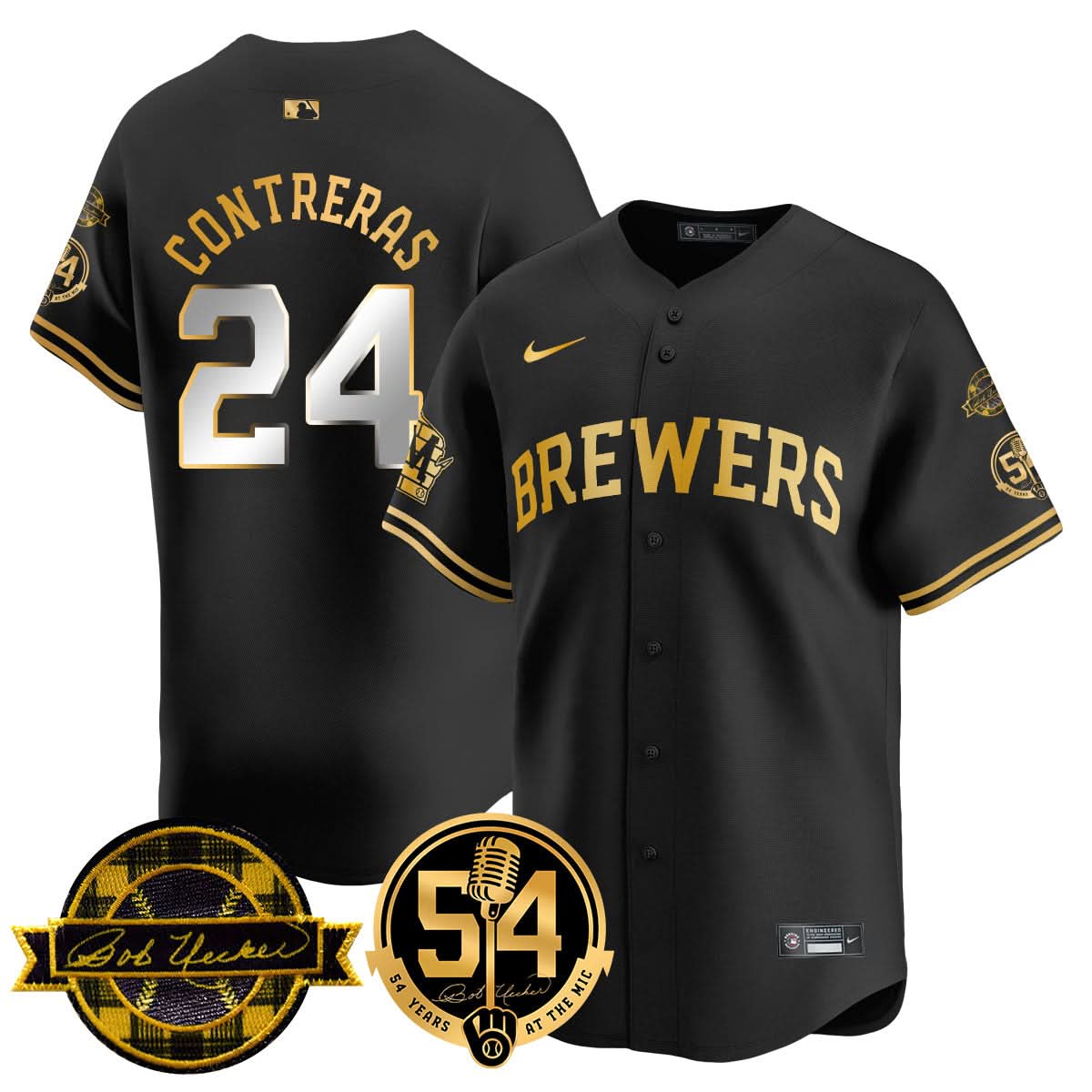 Milwaukee Brewers Jersey - Bob Uecker, 54 Seasons for Brewers Jersey - All Stitched