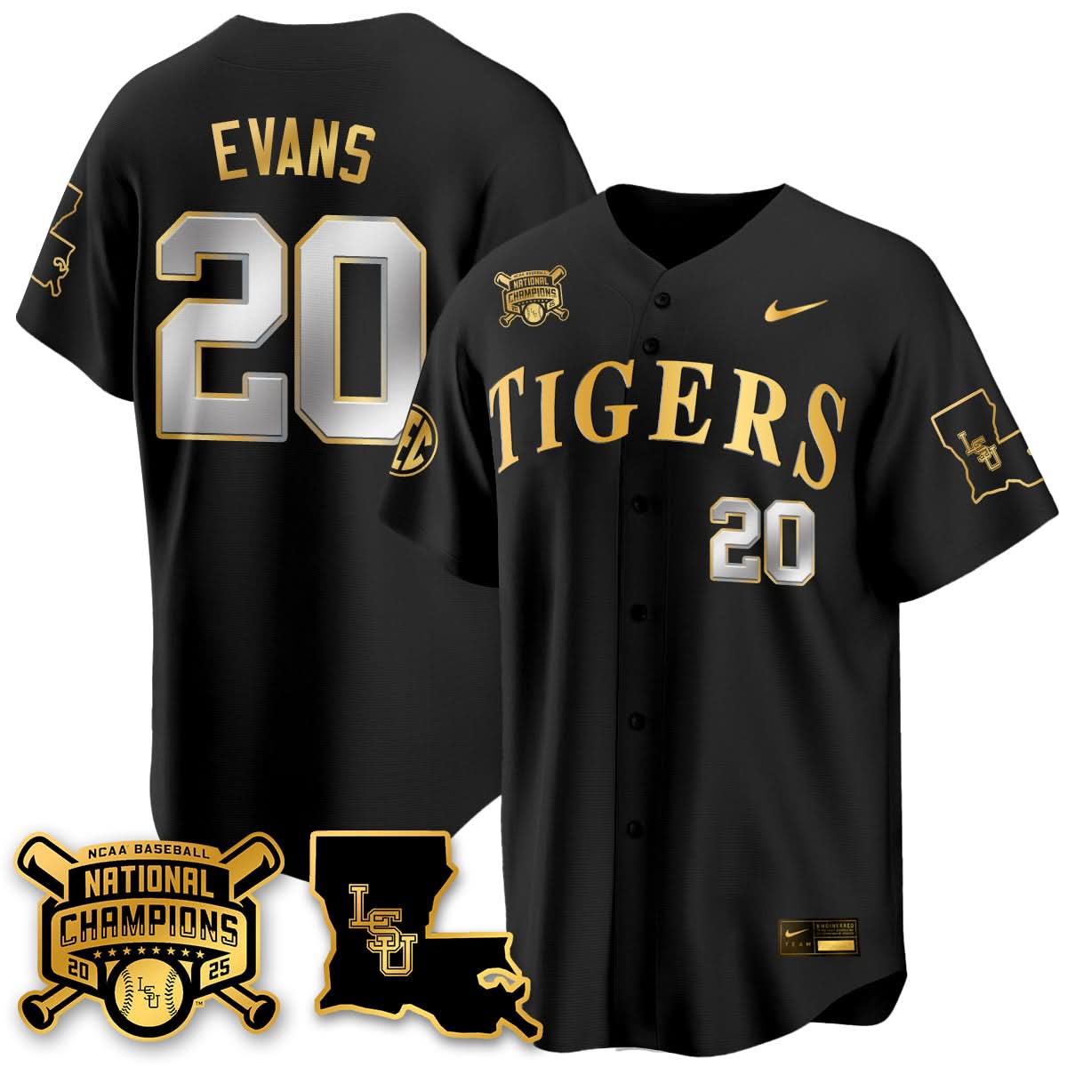 LSU Tigers 2025 College World Series Champions Limited Jersey - All Stitched