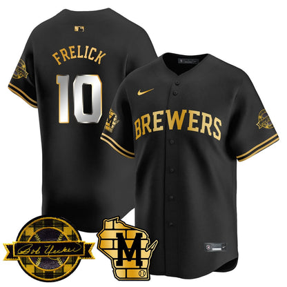 Milwaukee Brewers 2025 Limited Gold Jersey - Bob Uecker Patch - All Stitched