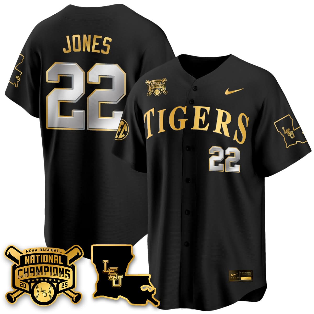 LSU Tigers 2025 College World Series Champions Limited Jersey - All Stitched