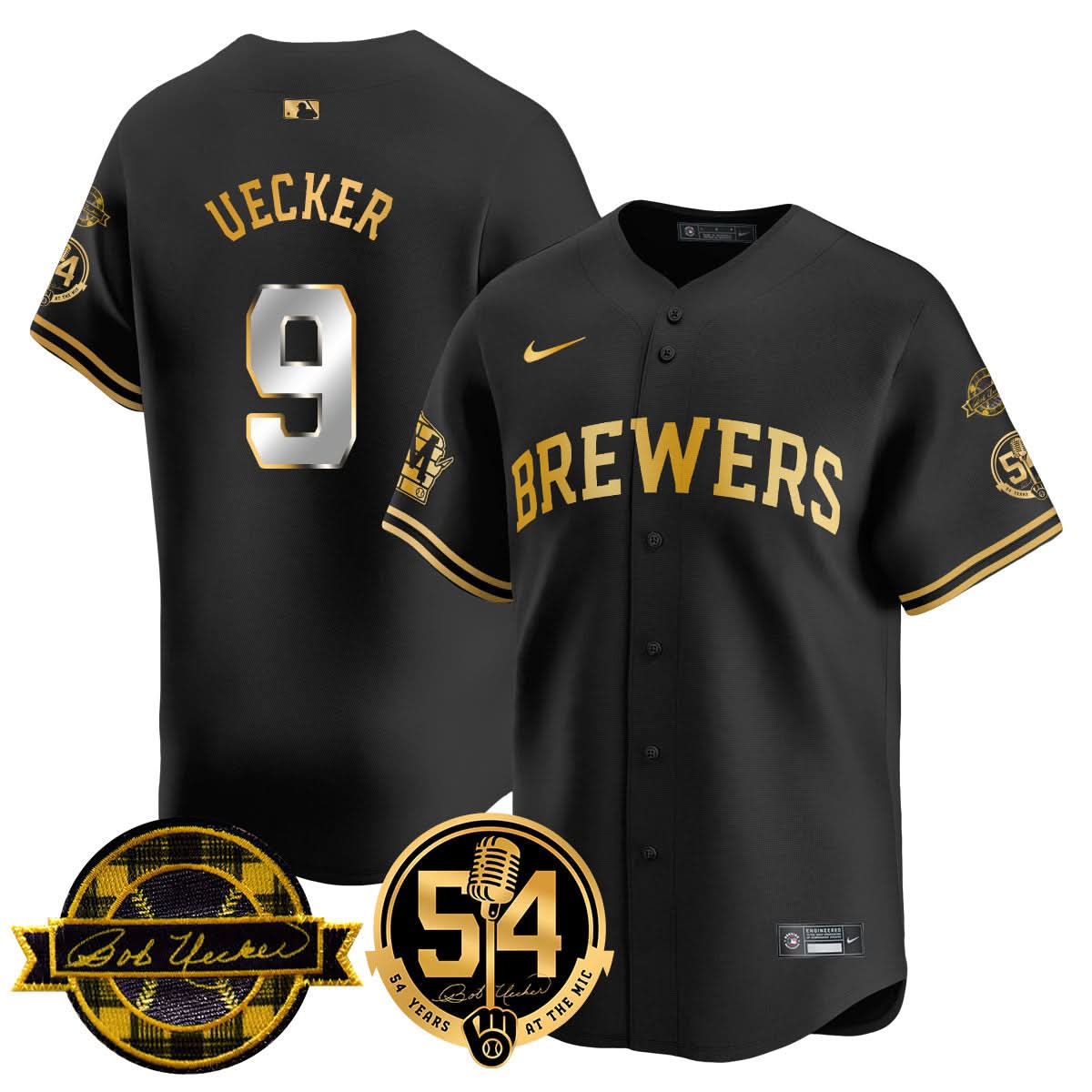 Milwaukee Brewers Jersey - Bob Uecker, 54 Seasons for Brewers Jersey - All Stitched