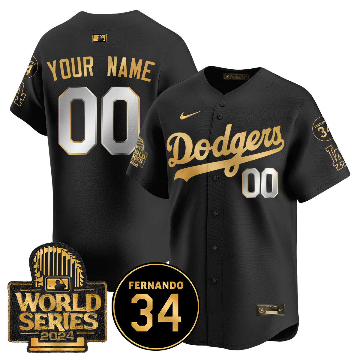 Dodgers Fernando Valenzuela Memorial Custom Jersey - All Stitched