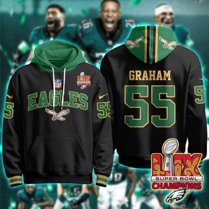 Philadelphia Eagles Super Bowl LIX Champions Gold Hoodie - All Stitched