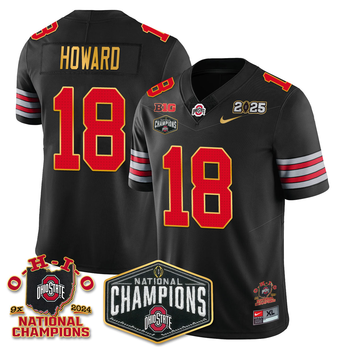 Ohio State Buckeyes 'Heritage Stripe' 2025 CFP Patch - National Champions Jersey N8 - All Stitched