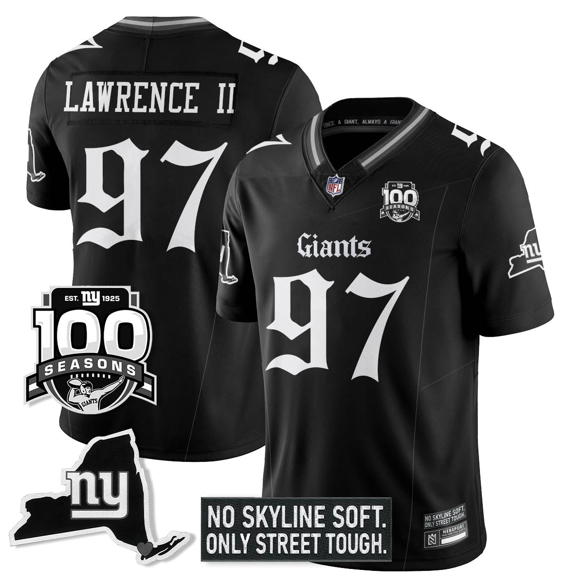 NYG 100th Seasons 'Gothic Gotham Edition' Vapor Limited Jersey - All Stitched