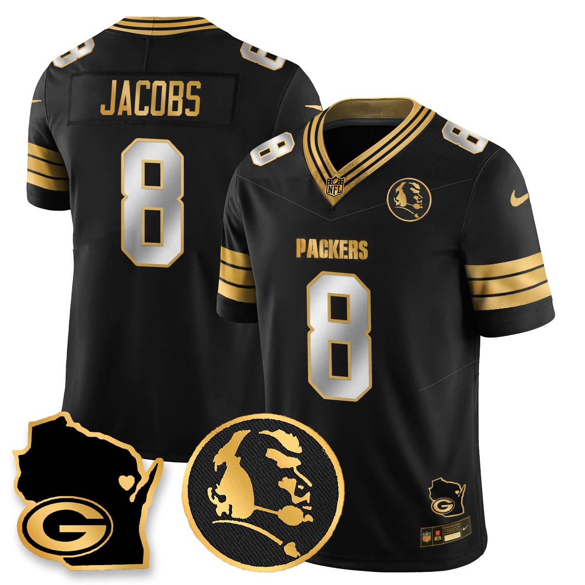 GB 4-Time Champions Vapor Limited Jersey - John Madden Patch - All Stitched