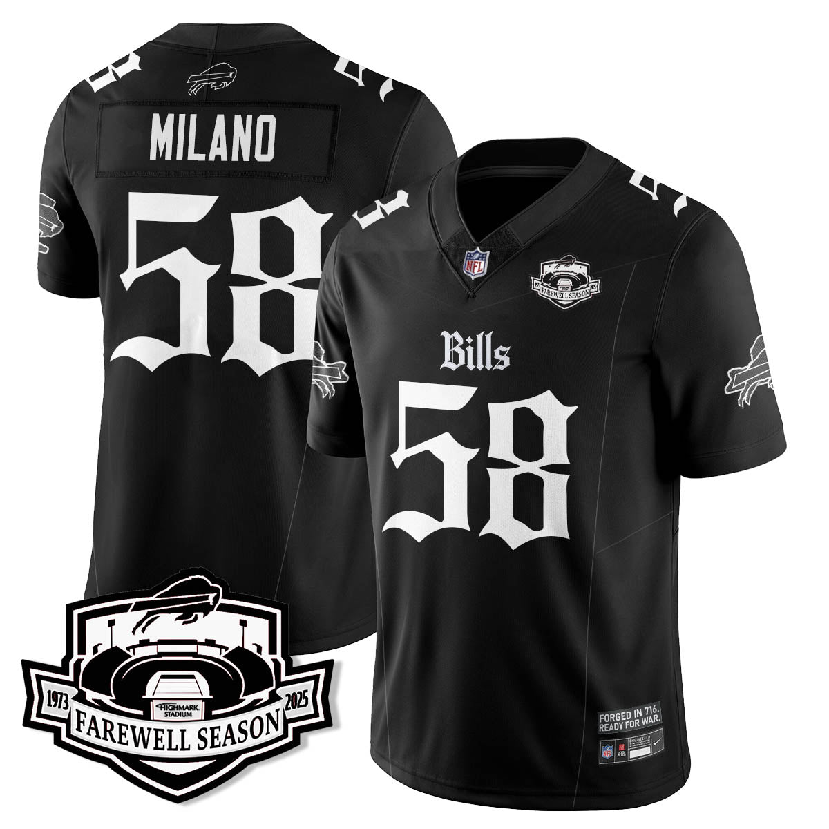 BUF Gothic Vapor Limited Jersey - Farewell Highmark Patch - All Stitched