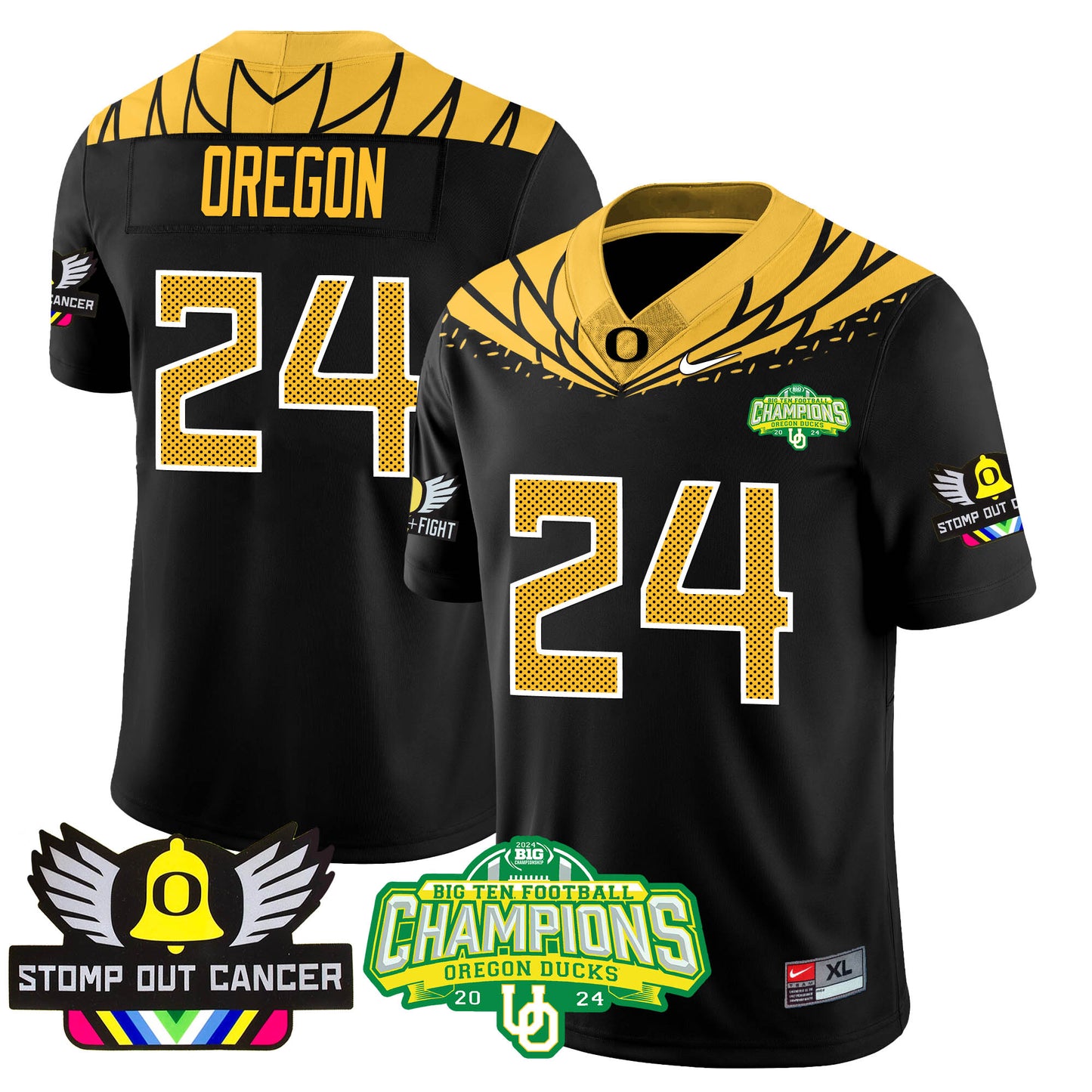 Oregon Alternate 2024 Big Ten Champions Jersey V3 - All Stitched