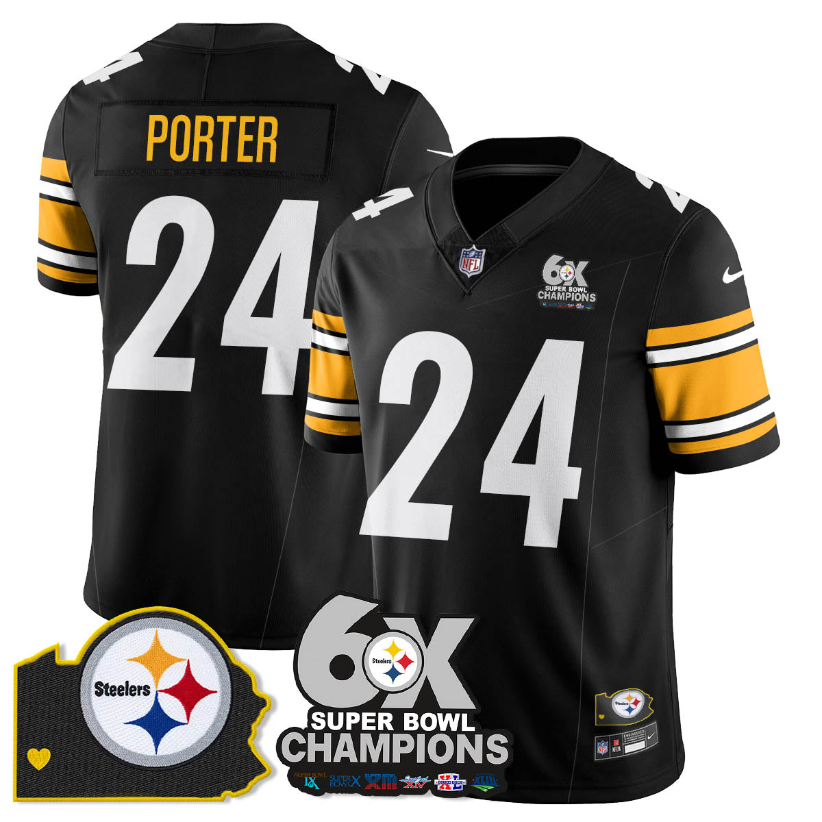 PIT 6-Time Champions Patch Vapor Limited Jersey - All Stitched