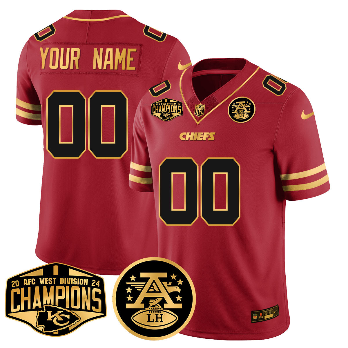 Custom Chiefs 2024 AFC West Champs Jersey - All Stitched