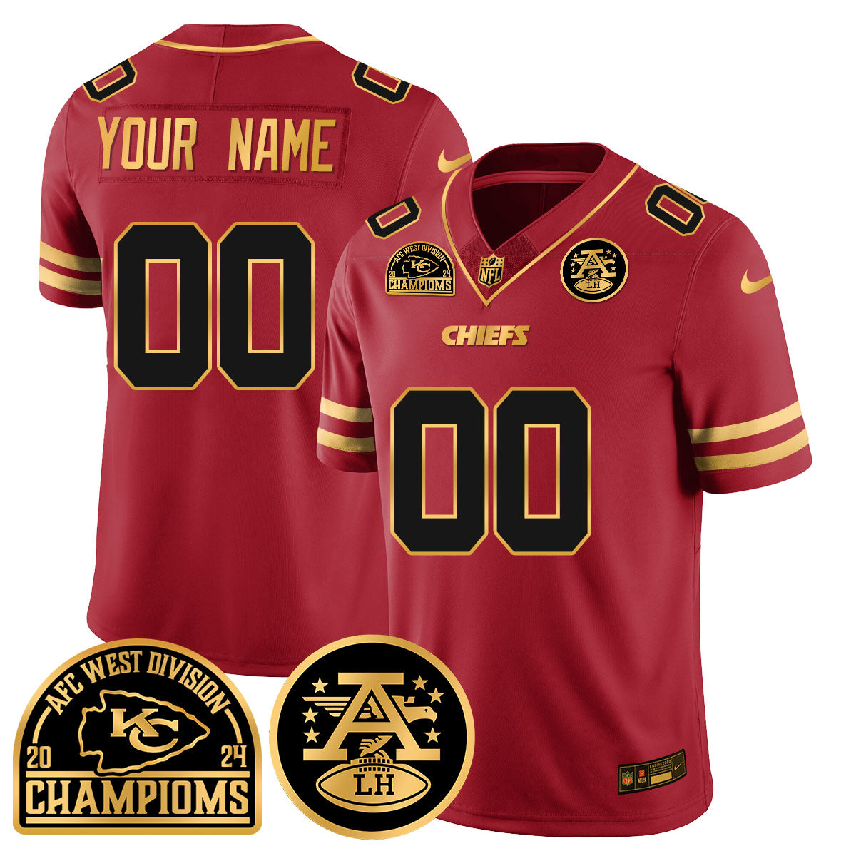 Custom Chiefs 2024 AFC West Champs Jersey - All Stitched