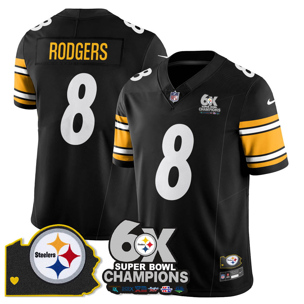 PIT 6-Time Champions Patch Vapor Limited Jersey - All Stitched