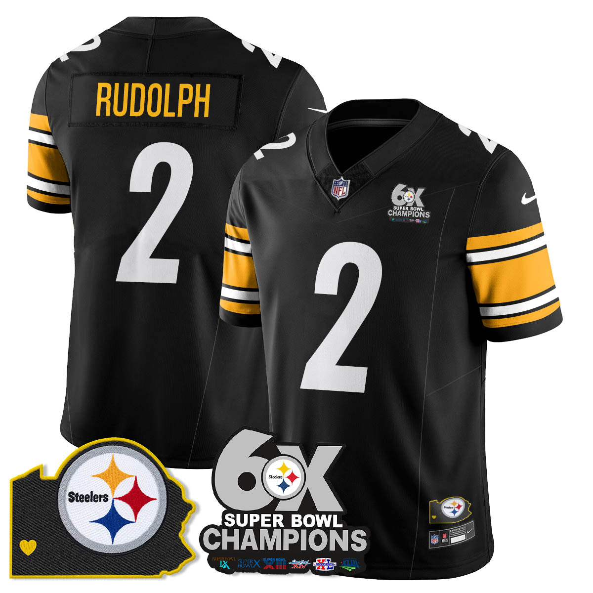 PIT 6-Time Champions Patch Vapor Limited Jersey - All Stitched