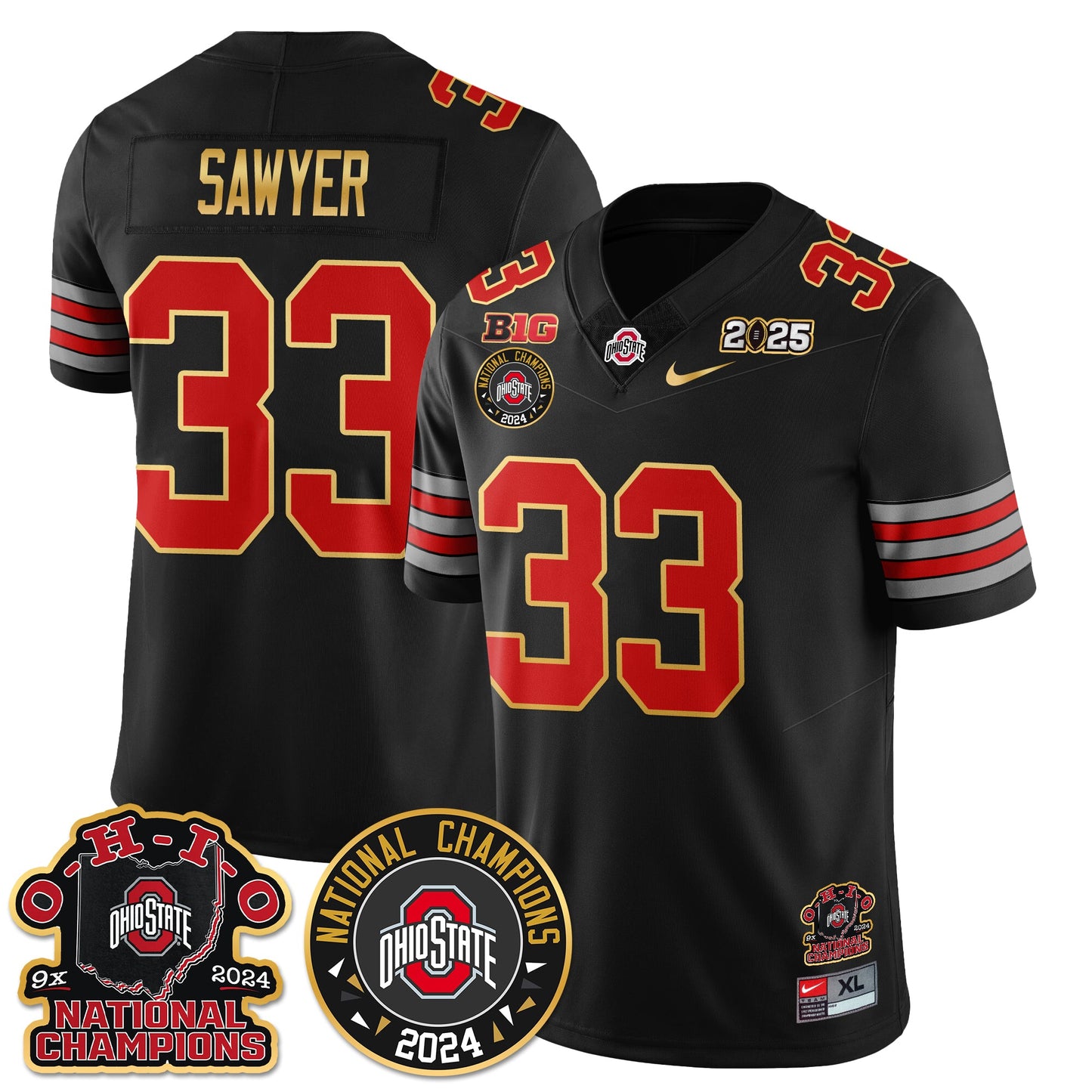 Ohio State Buckeyes 'Heritage Stripe' 2025 CFP Patch - National Champions Jersey N5 - All Stitched