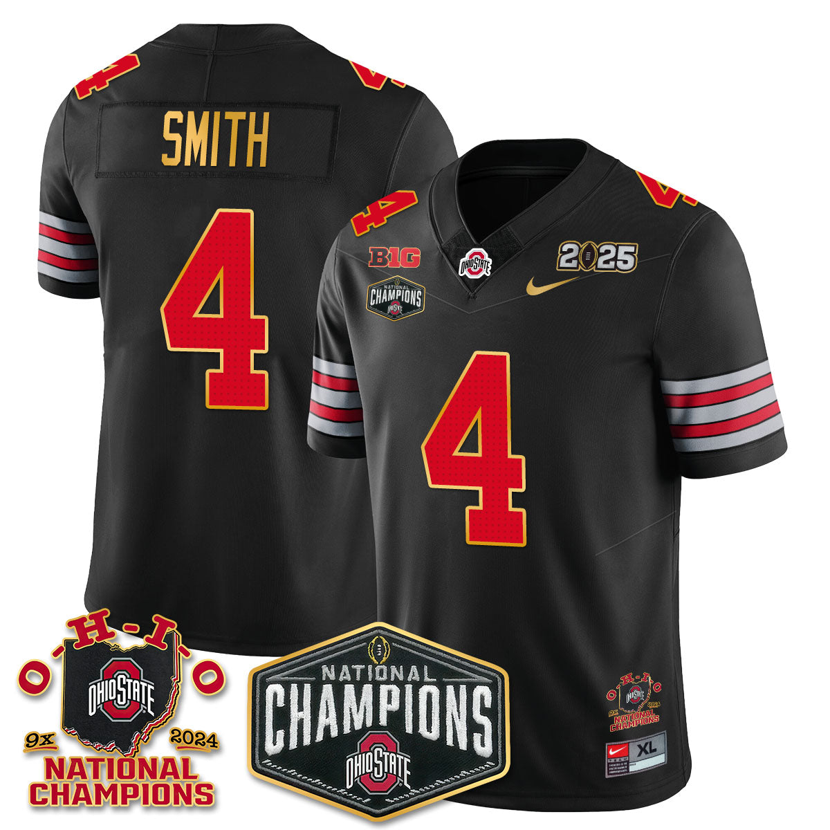 Ohio State Buckeyes 'Heritage Stripe' 2025 CFP Patch - National Champions Jersey N8 - All Stitched