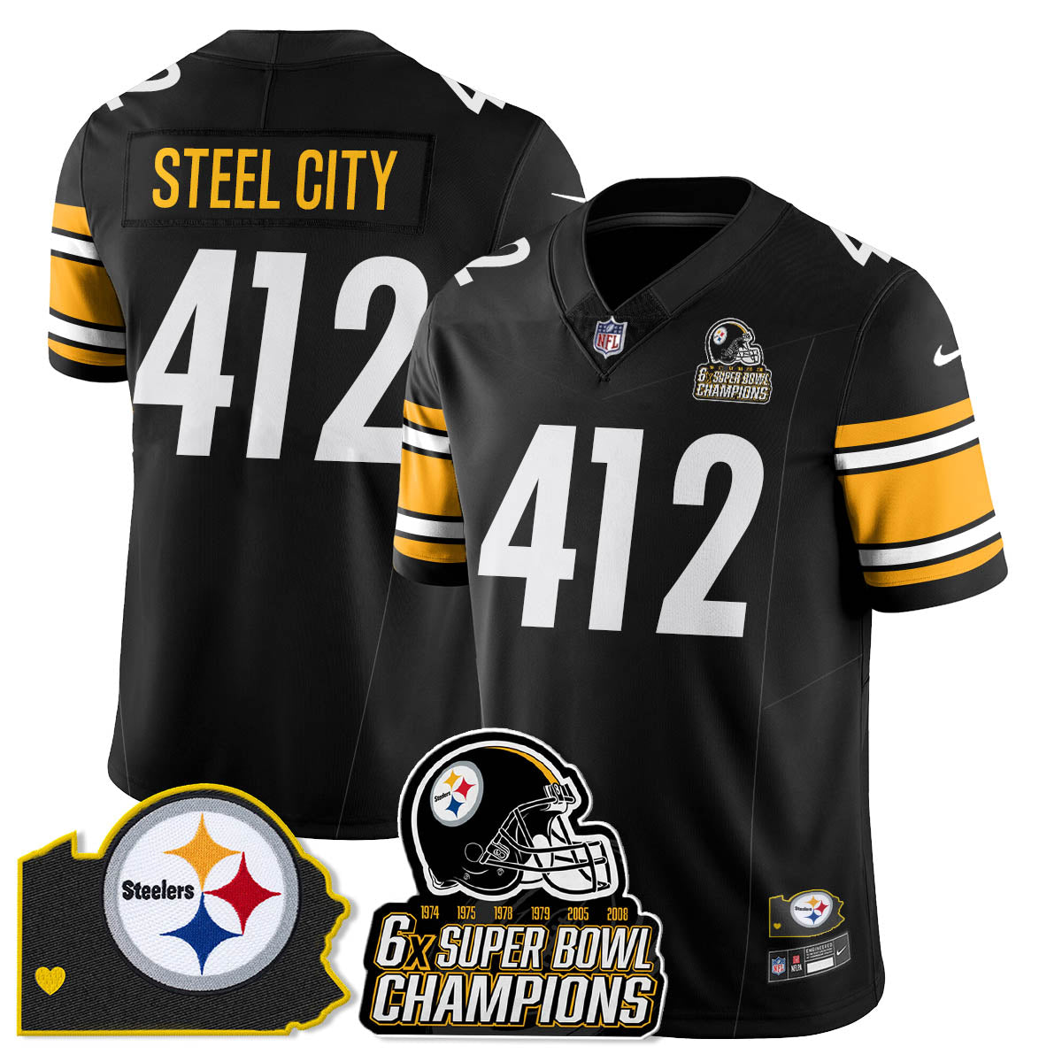 PIT 6-Time Champions Patch Vapor Limited Jersey - All Stitched