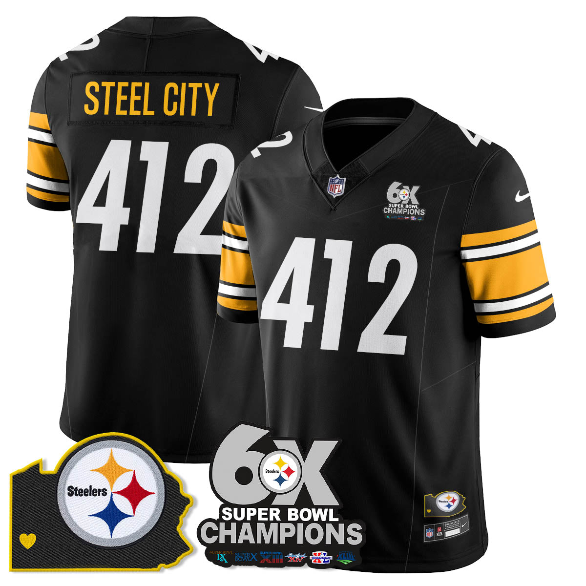 PIT 6-Time Champions Patch Vapor Limited Jersey - All Stitched