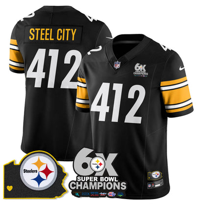 PIT 6-Time Champions Patch Vapor Limited Jersey - All Stitched