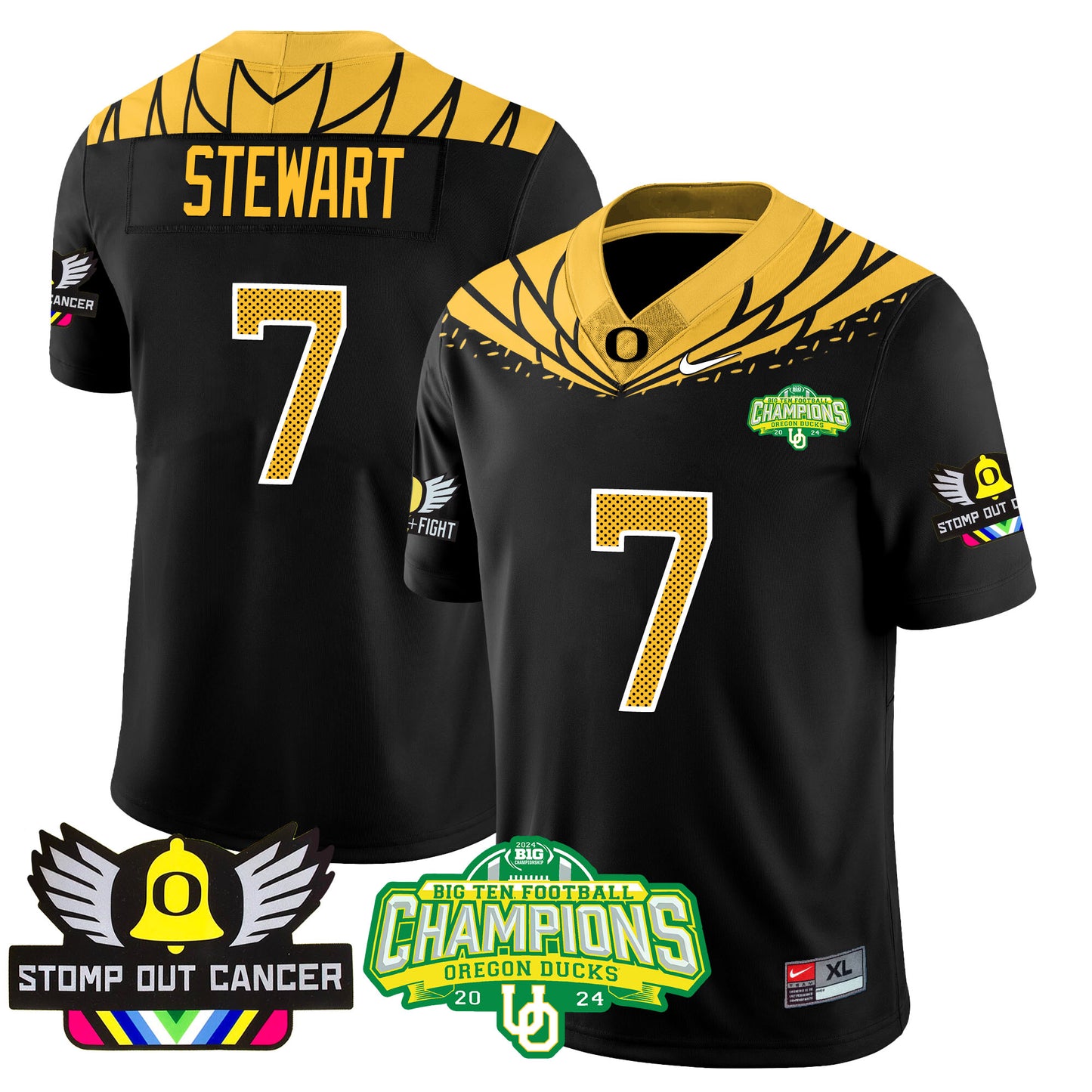 Oregon Alternate 2024 Big Ten Champions Jersey V3 - All Stitched