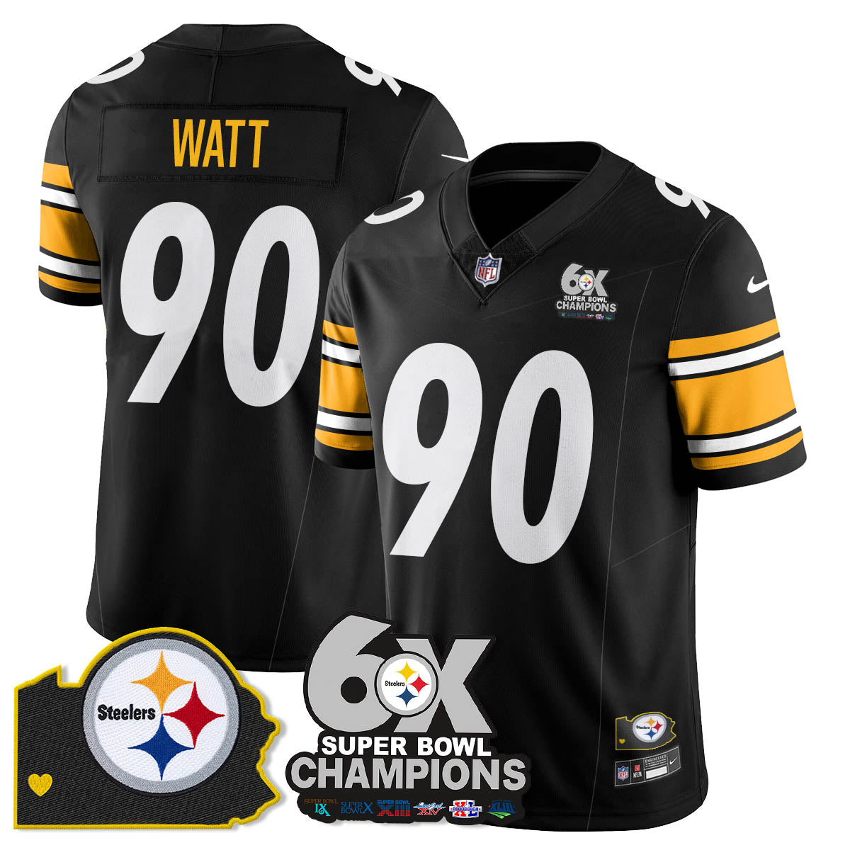 PIT 6-Time Champions Patch Vapor Limited Jersey - All Stitched