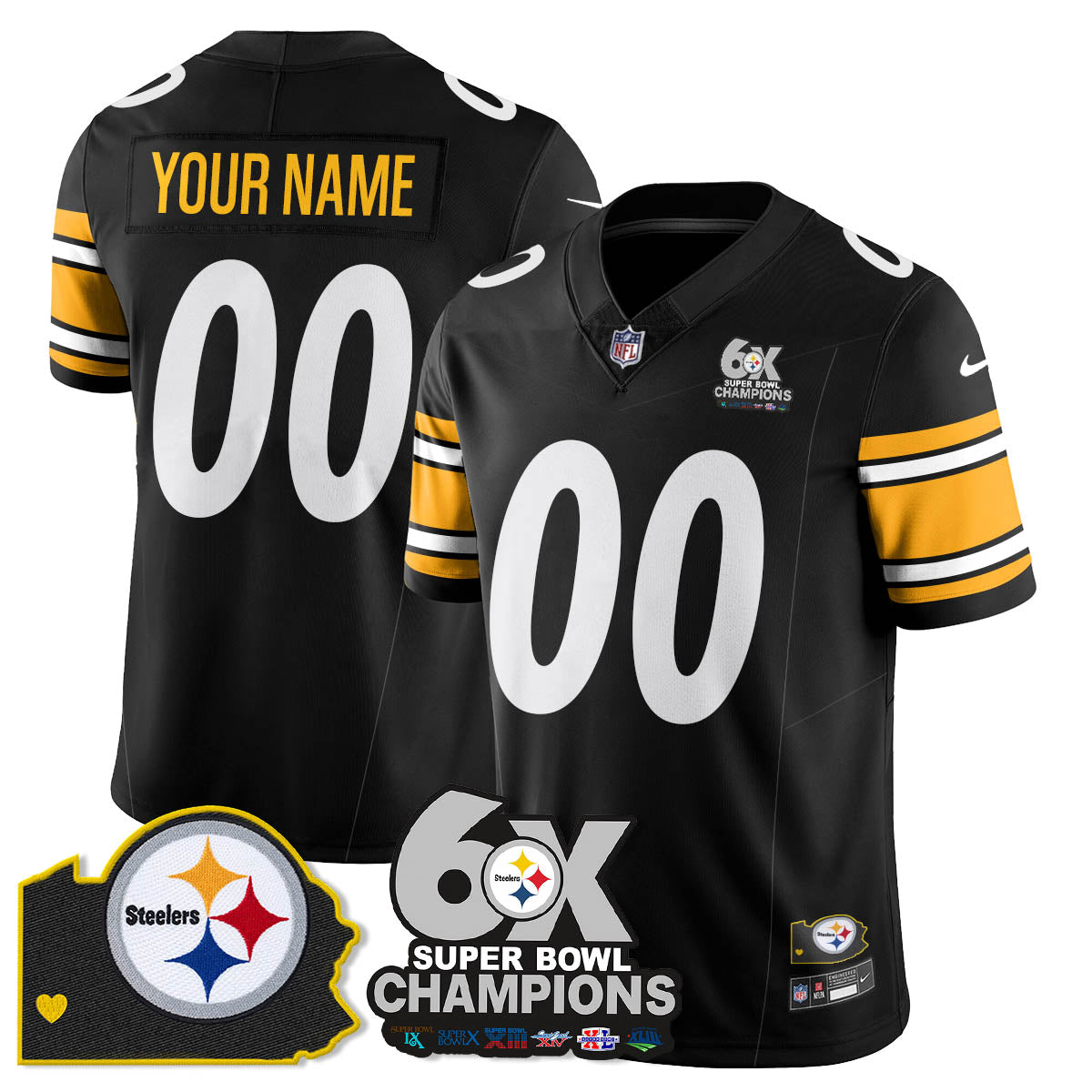 PIT 6-Time Champions Patch Vapor Limited Jersey - All Stitched