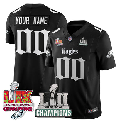 PHI 'Gothic Philly' LII-LIX Super Bowl Champions Vapor Limited Custom Jersey - All Stitched