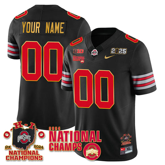 Custom Gender/Name Ohio State Buckeyes 'Heritage Stripe' 2025 CFP Patch - National Champions Gold Custom Jersey N6 - All Stitched