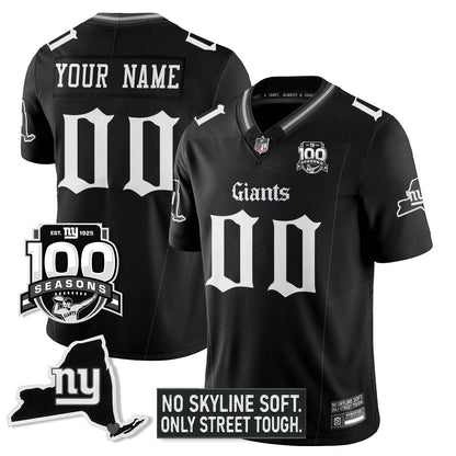 Custom NYG 100th Seasons 'Gothic Gotham Edition' Vapor Limited Jersey - All Stitched