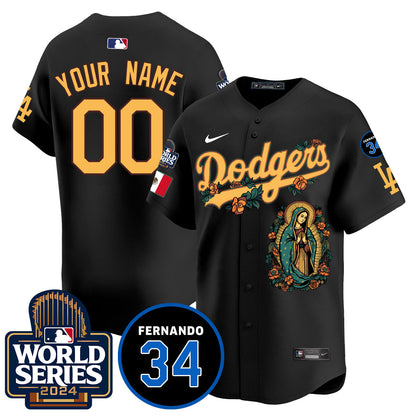 Dodgers Guadalupe - Fernando Valenzuela Memorial Custom Jersey - All Stitched