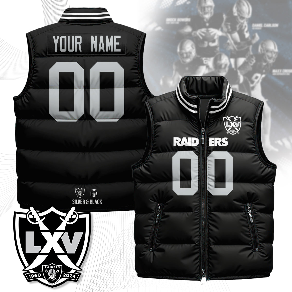 Personalized Las Vegas Raiders Unisex Puffer Vest