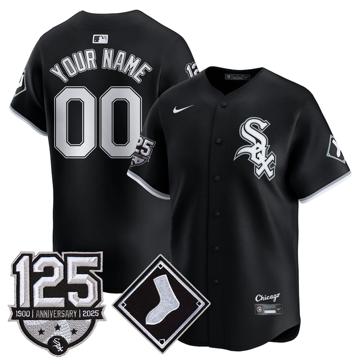 Chicago White Sox 125th Anniversary Custom Jersey - All Stitched