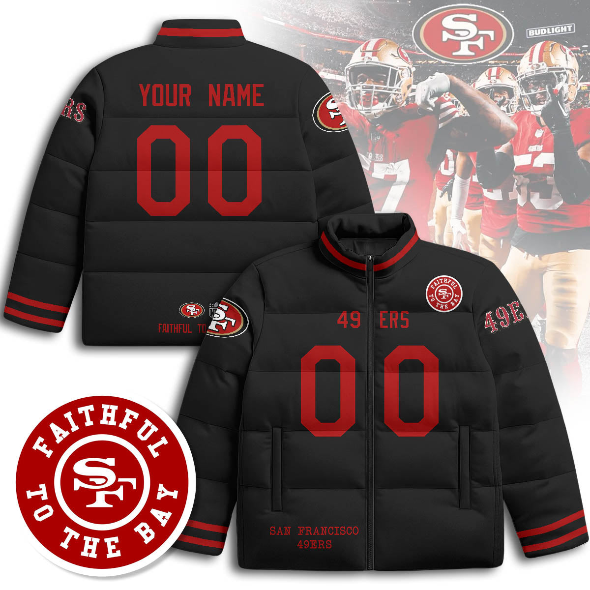 Personalized San Francisco 49ers Unisex Puffer Jacket