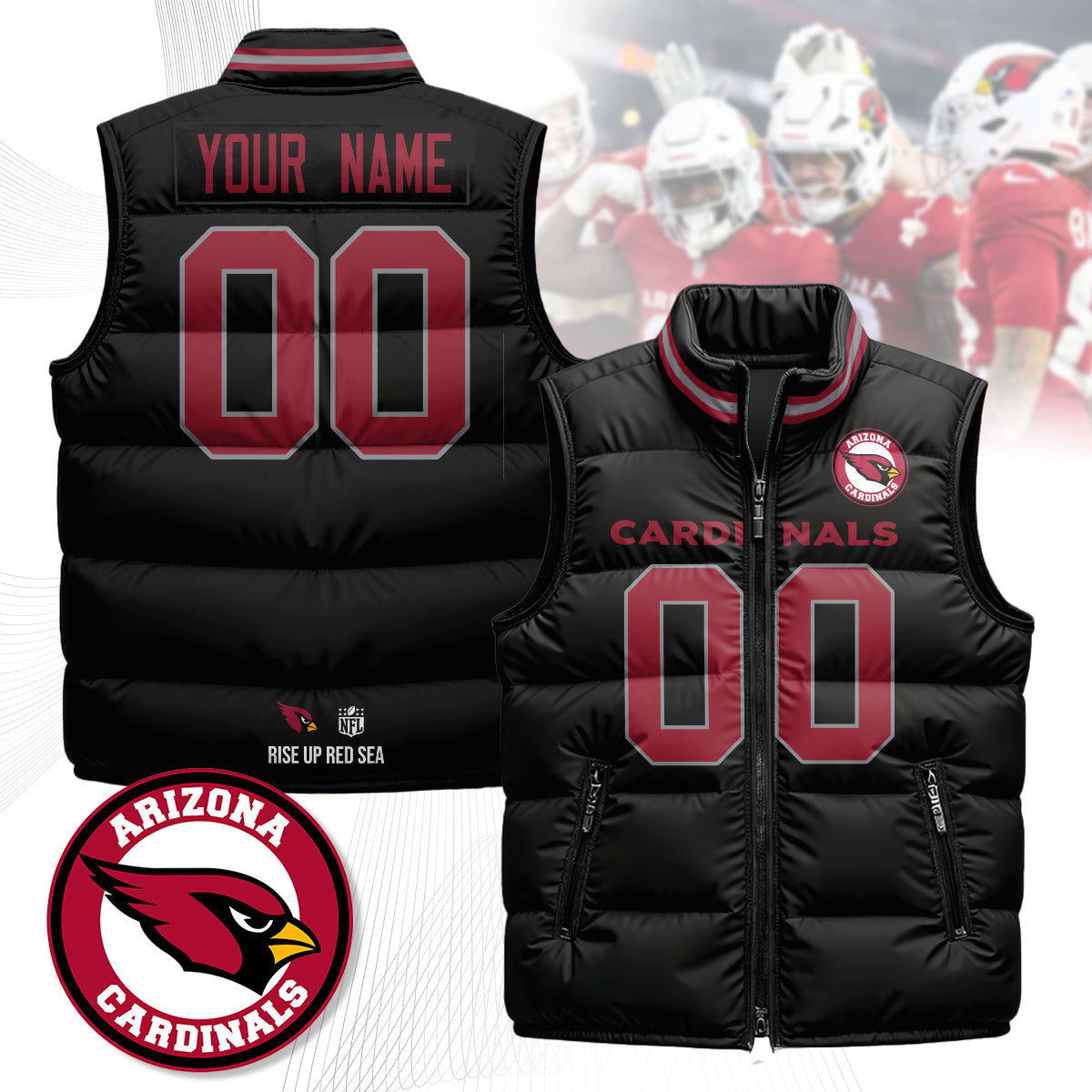 Personalized Arizona Cardinals Unisex Puffer Vest