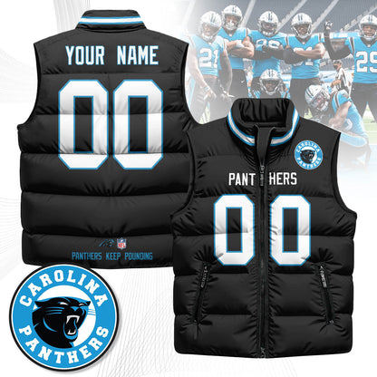 Personalized Carolina Panthers Unisex Puffer Vest