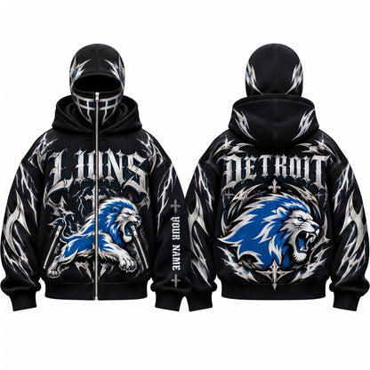 DET Gothic Style Personalized Mask Zip Up Hoodie - Printed