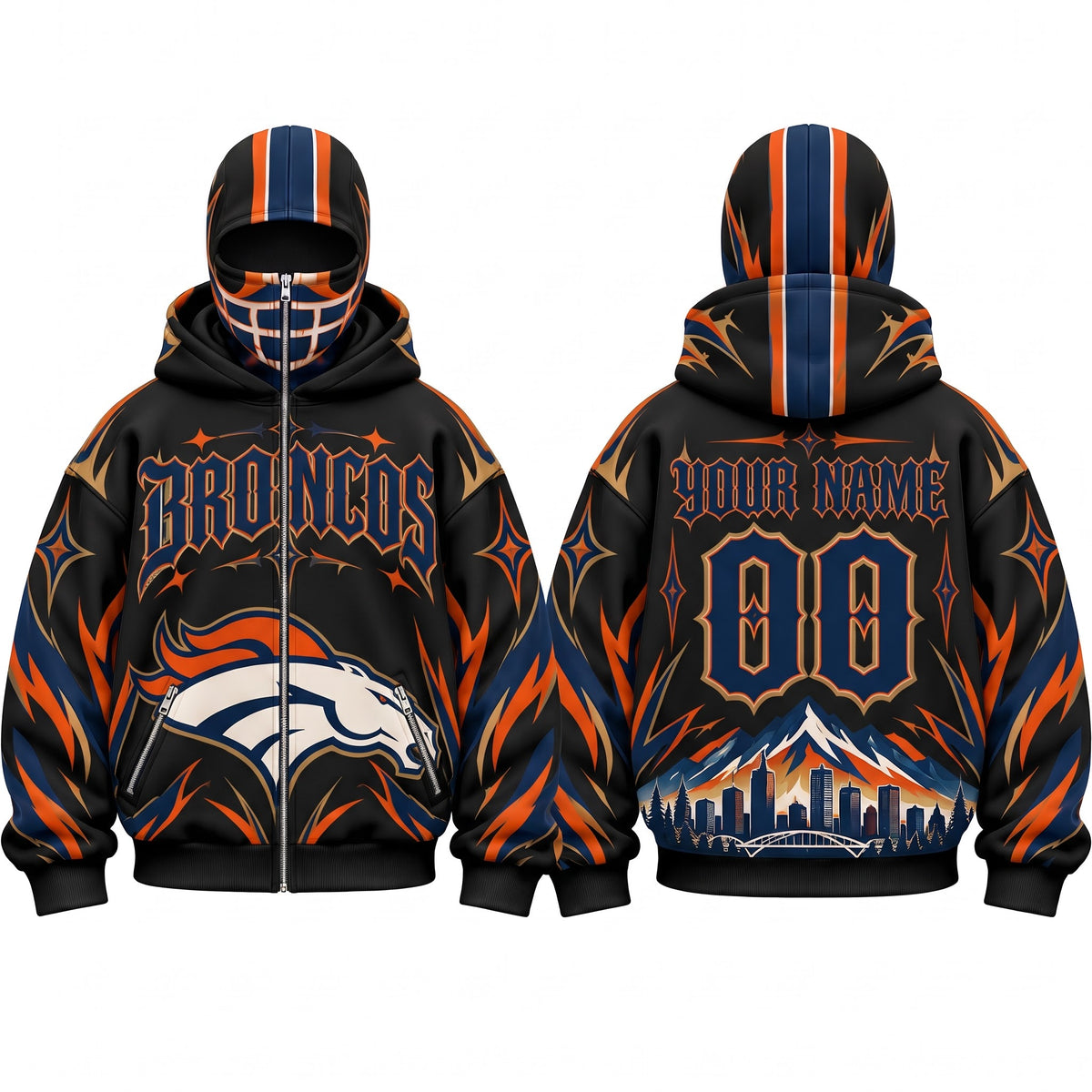 DEN Gothic Style Custom Mask Zip Up Hoodie - Printed V2
