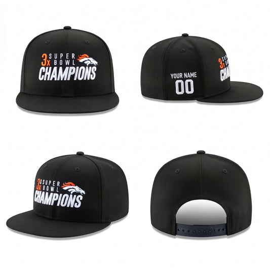 DEN 3x Super Bowl Champions Custom Snapback Cap - Embroidered V2