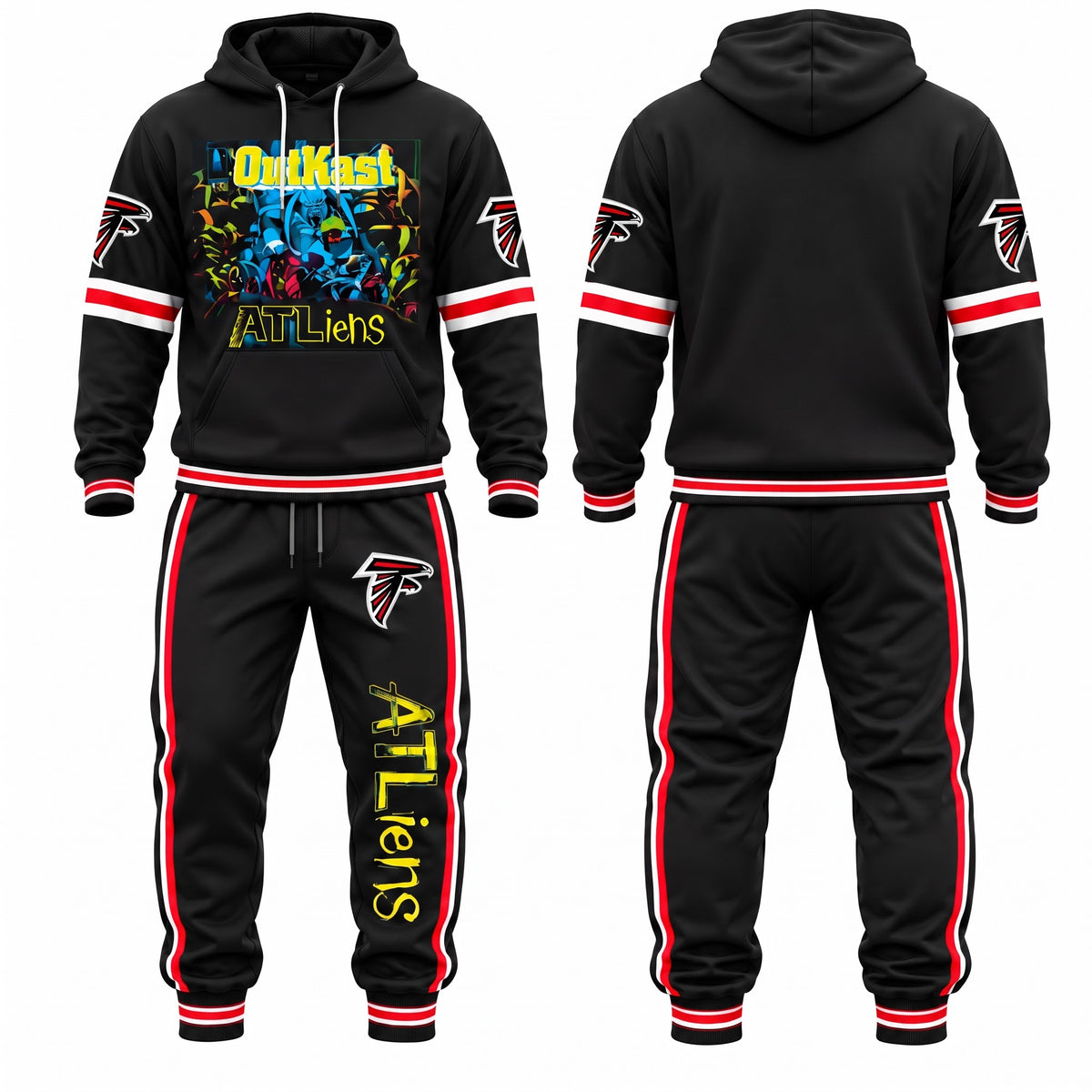 Atlanta Falcons ATliens Streetwear Hoodie Pants Set - Printed