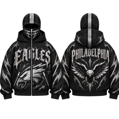PHI Gothic Style Mask Zip Up Hoodie - Printed