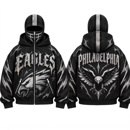 PHI Gothic Style Mask Zip Up Hoodie - Printed