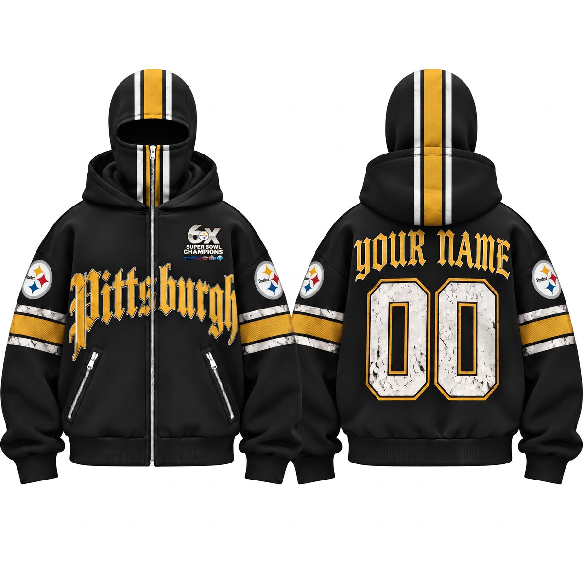 PIT Gothic Style Personalized Mask Zip Up Hoodie - Printed